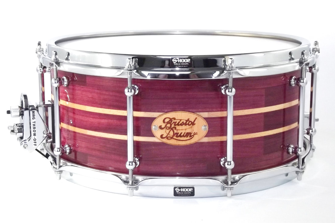 purpleheart snare drum, purpleheart drum shell, purpleheart wooden drum shell