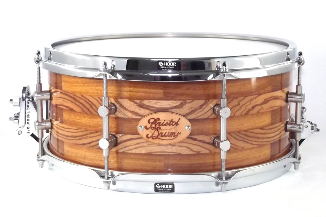 zebra wood drum shell, zebra wood snare drum, stainless steel drum lug