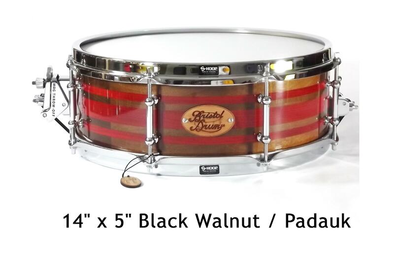 black walnut and padauk snare drum